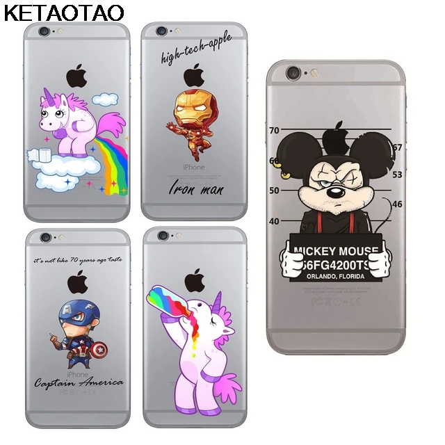 KETAOTAO мультфильм Микки Минни Дейзи телефон с единорогом чехлы для iPhone 4S 5S 6S 7 8 Plus X