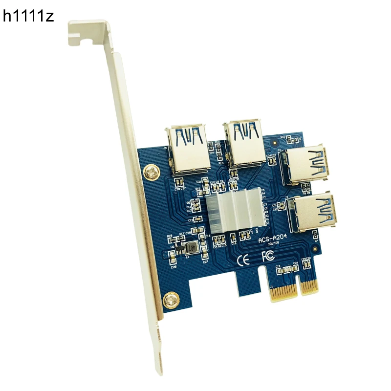 Новинка PCI-E 1 до 4 PCI Express X1 Riser Card PCIE 1X 16X USB3.0 адаптер конвертер для Antminer Bitcoin Miner Mining |