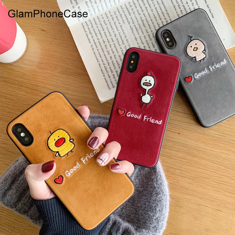 GlamPhoneCase Embroidery Good Friend Phone Case For iPhone XS Max XR 8 8plus 7 7plus 6/6S Plus Stylish Soft Tpu Back Cover |