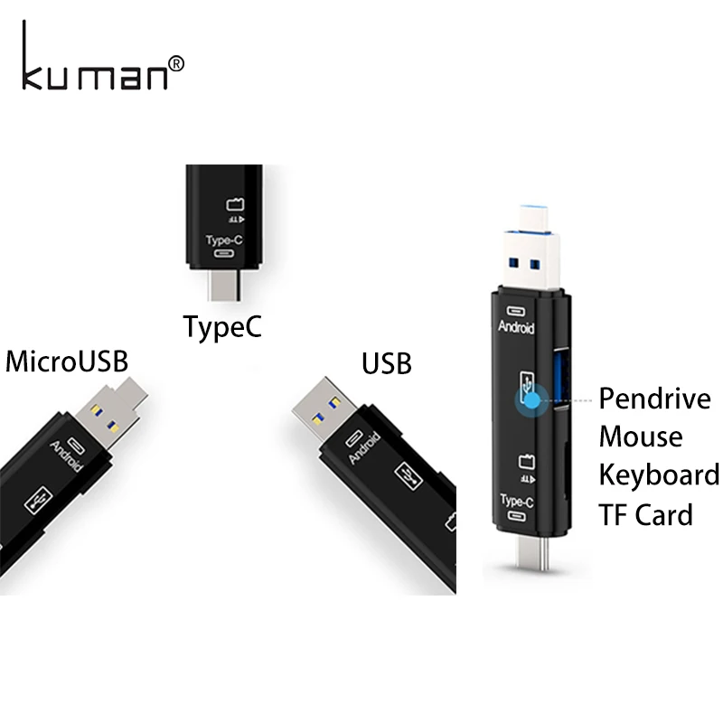 Кардридер Kuman 2 0 OTG USB TypeC интерфейс с Micro SD TF слот для карты памяти картридер