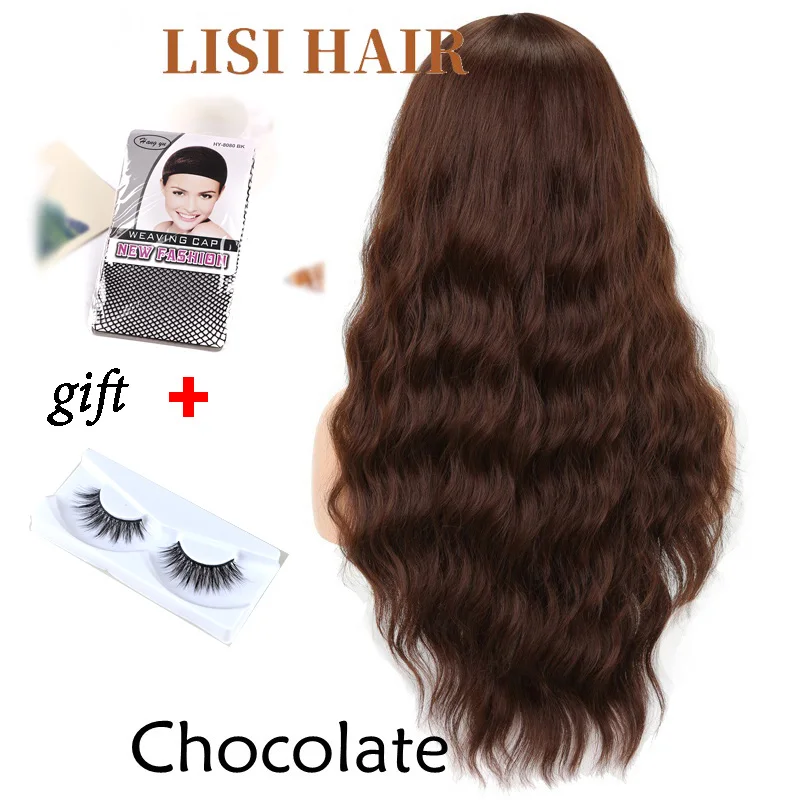 9146Chocolate LISI волосы длинные волны челка черный коричневый 8 цветов доступны парики для женщин синтетические волосы высокая температура волокна - Цвет: 9146Chocolate