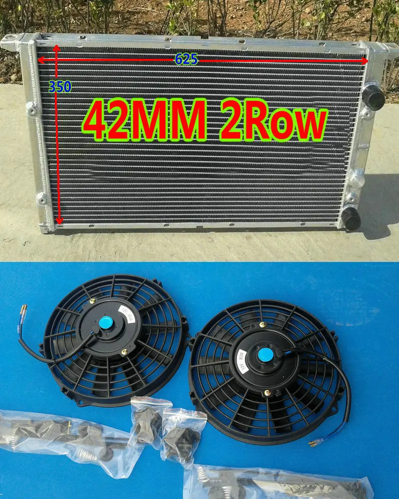 Алюминиевый гоночный радиатор 2 ряда 42 мм для VW Volkswagen Golf Mk3 MK III GTI MT 2.8L VR6 + FAN 94 95 96 97 98