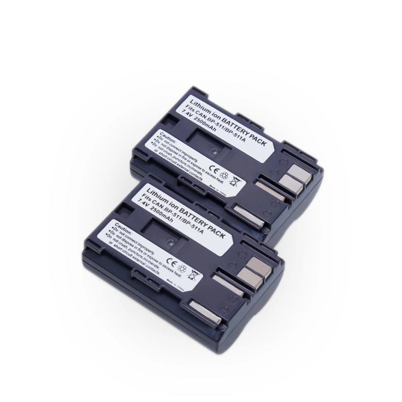 2 шт./лот 7 4 в 2500 мАч BP-511A батареи BP 511A BP511 A 511 камера батарея для Canon EOS 300D 10D 20D 30D 40D 50D