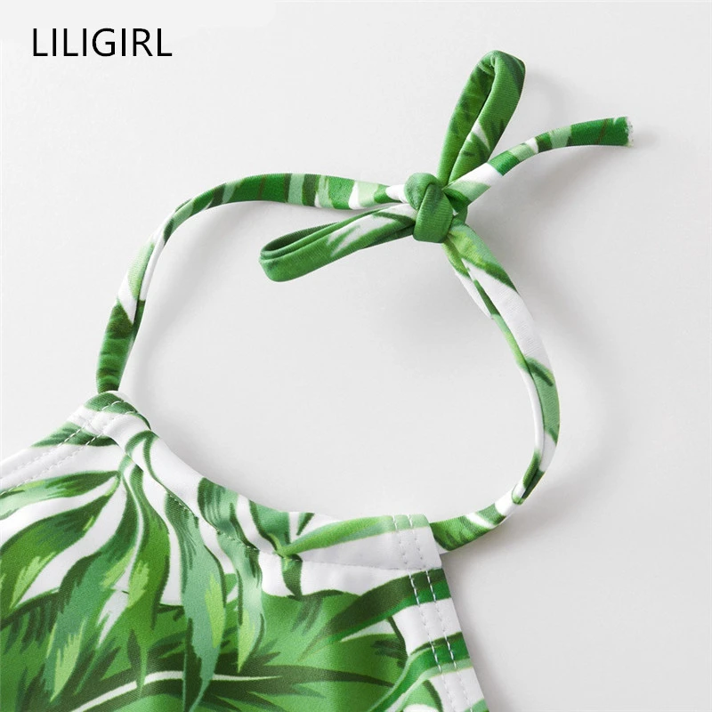 LILIGIRL/семейный купальник с принтом Мама и я тропический зеленый лист