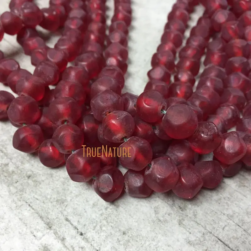 Красные граненые бусины ручной работы в африканском стиле стеклянные