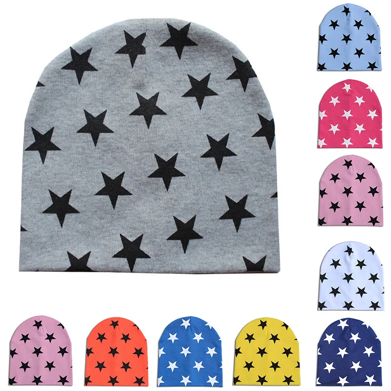 2018 star hat girl baby winter boy child cute print knit cotton warm 10 color W0180 | Детская одежда и обувь