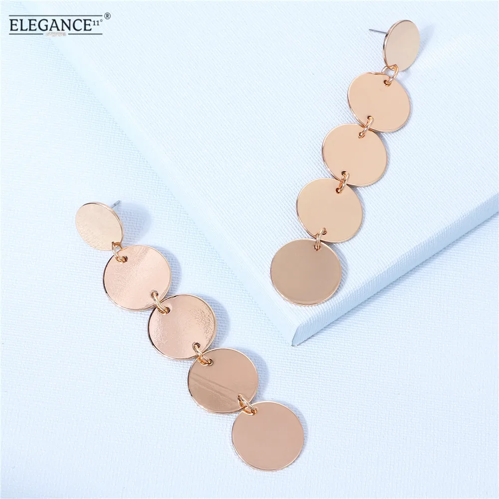 Элегантные Винтажные серьги в стиле панк эффектные бохо 5 круглые длинные для