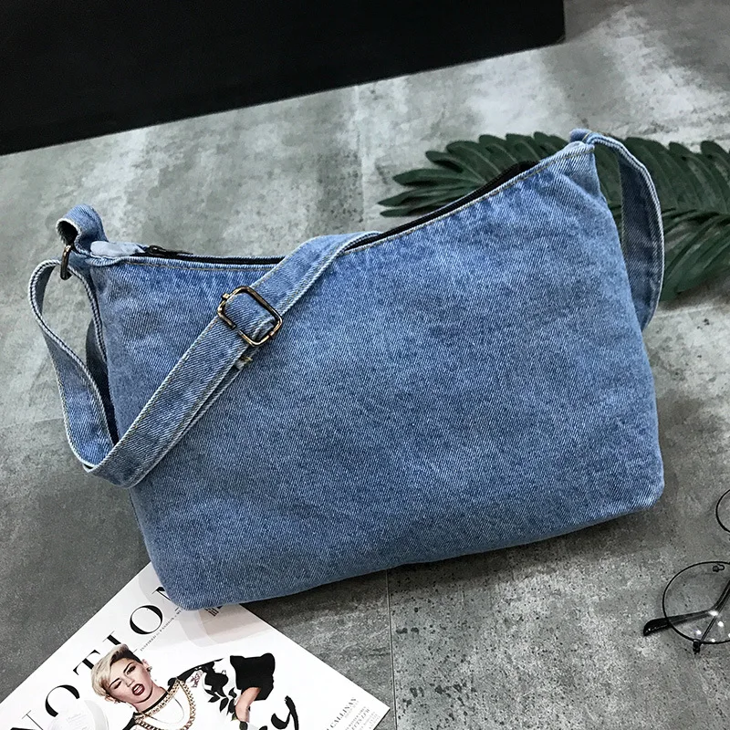 Винтажная простая джинсовая сумка с клапаном для женщин мессенджер через плечо