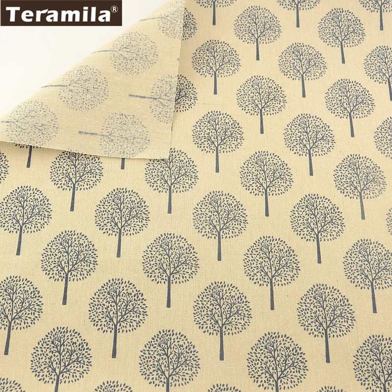 

TERAMILA Bag Curtain Cushion Pillow Zakka Print Trees CM Home Textile Cotton Linen Fabric for Sewing Material Tissu Tablecloth