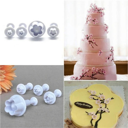 4 шт./компл. резак Sugarcraft Инструменты для украшения торта Рождество слива цветок