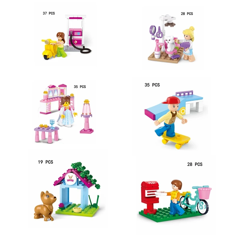 Креативный почтовый офис/ПЭТ/скутер/АЗС набор модель совместима с Legoings