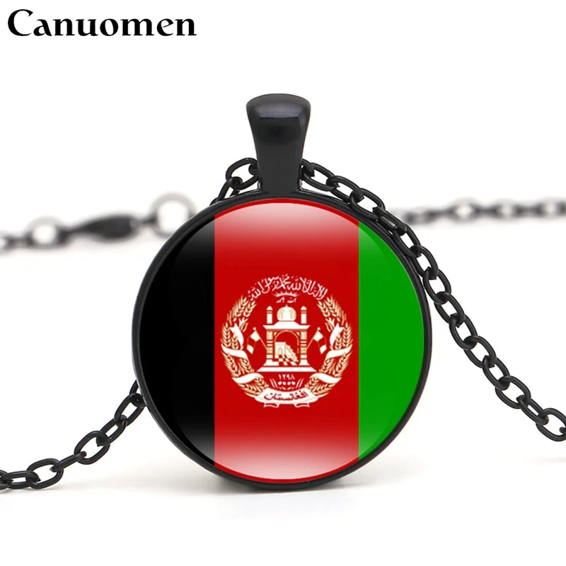 Afghanistan-Black Canuo, мужской кулон в форме флага, ожерелье, Западная Азия, страна ОАЭ, Оман, Джордан, любовь в родном городе, мужские, Женские Ювелирные изделия - Окраска металла: Afghanistan-Black