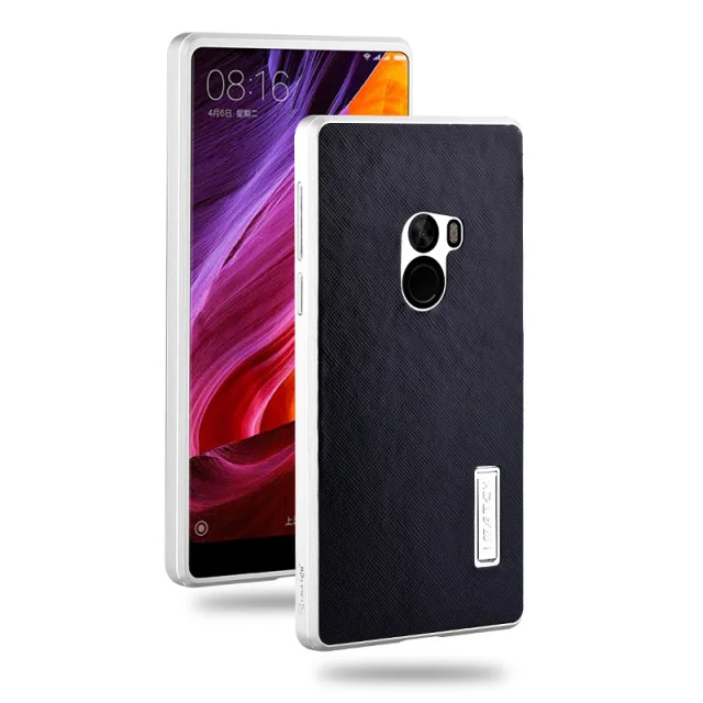 silver bumper black Супер Роскошный Xiaomi mi x чехол с металлической рамкой+ перекрестный узор из натуральной кожи чехол для Xiaomi mi x Жесткий противоударный чехол для телефона s сумка - Цвет: silver bumper black