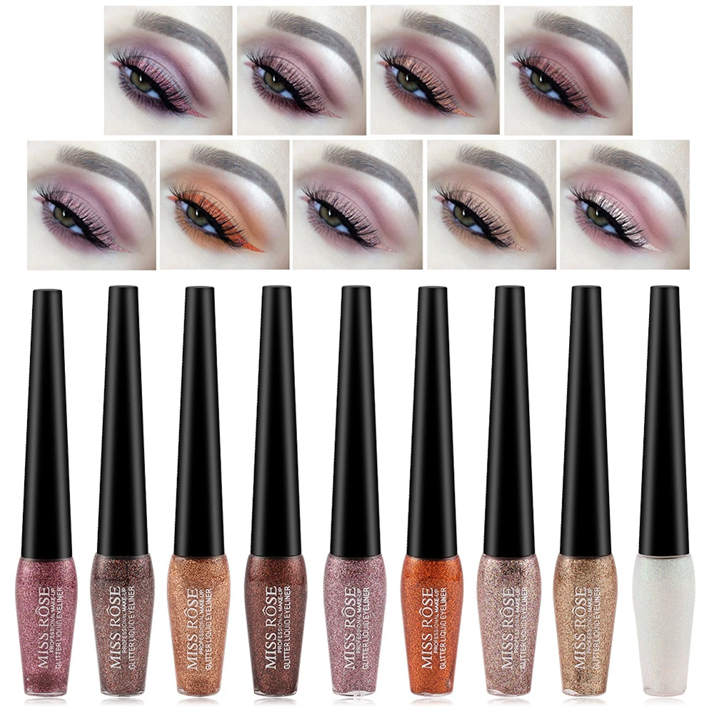 Подводка для глаз MISS ROSE TSLM1 жидкая подводка блестящая водостойкая стойкая