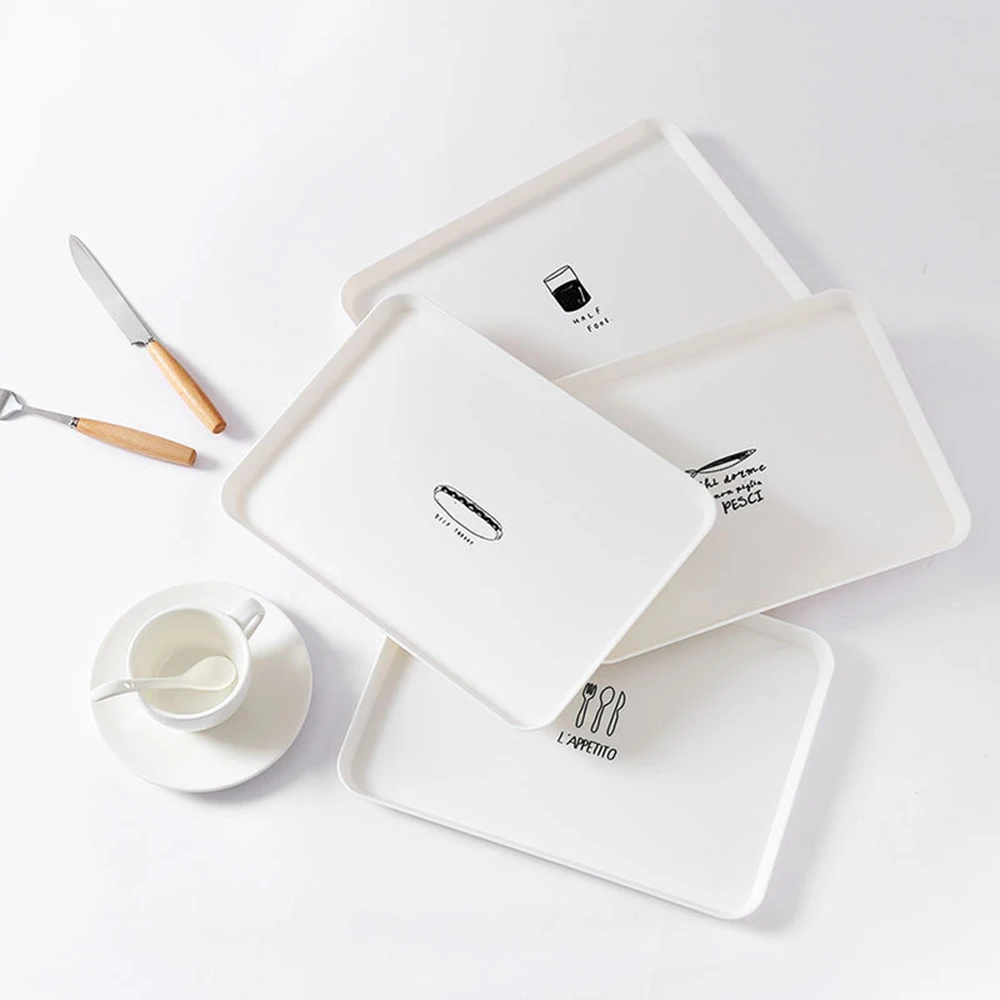1pcs Plastic Nordic Style Serving Tray Meal Dessert Tea Breakfast Bread Snack Plate Storage Kitchen Accessories | Дом и сад