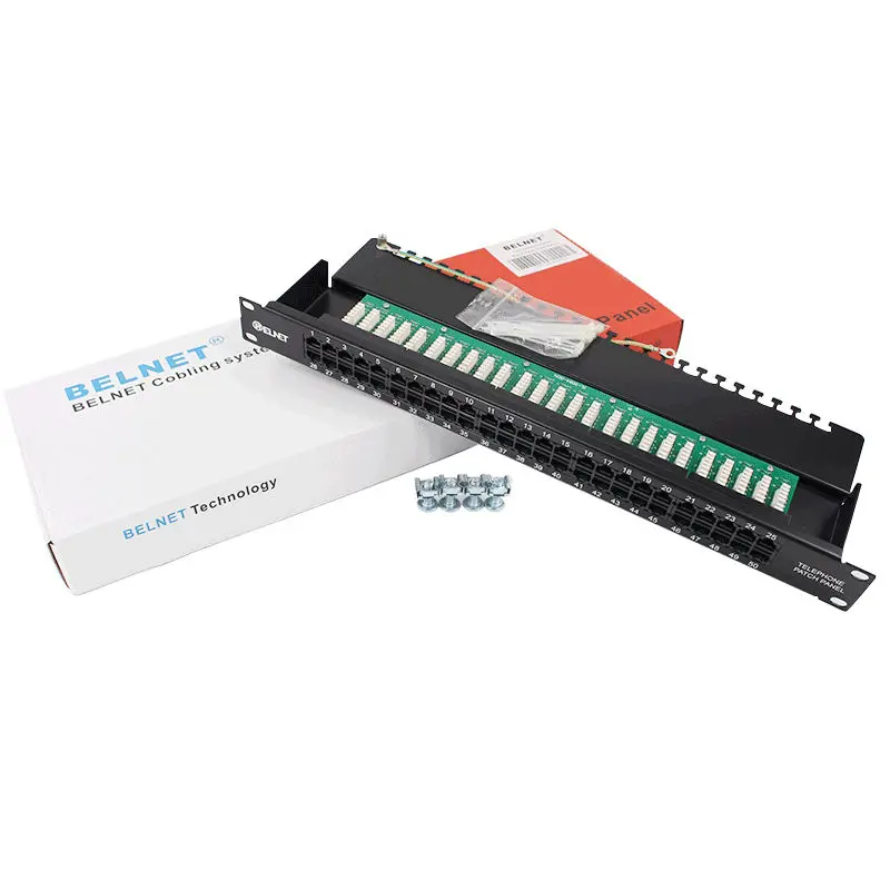 BELNET 1U 19 дюймов 50 портов RJ11 телефонная коммутационная панель Rackmount Cat3 голосовая