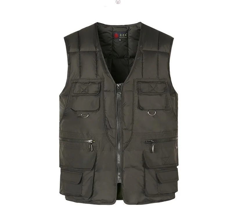 3622 Autumn Winter Sleeveless Jacket Waistcoat Men Fishiong Thickening Keep Warm Down Vests Male With Many Pockets Bodywarmer