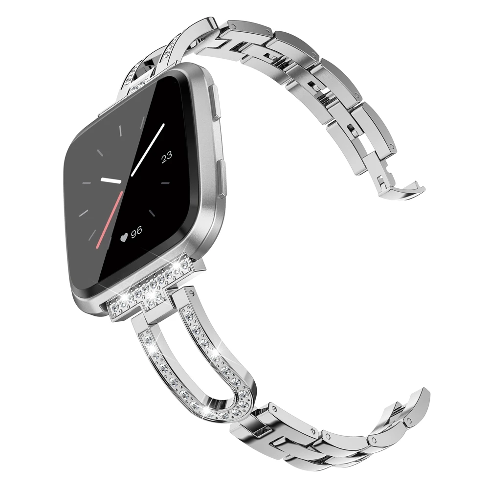 U-Design браслет со стразами для Fitbit Versa/Versa lite ремешок со стразами из нержавеющей стали, блестящий Браслет для Fitbit Versa