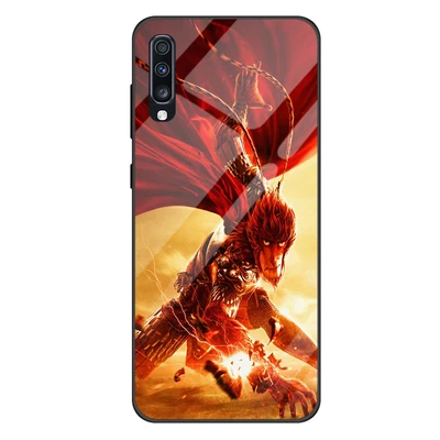 Белый Чехол из закаленного стекла для samsung Galaxy A70, силиконовая Мягкая задняя крышка для samsung Galaxy A 70, мультяшный узор, чехол для телефона A7050 - Цвет: Белый