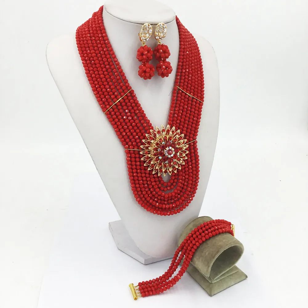 Новинка непрозрачный костюм с красным кристаллом нигерийские Африканские