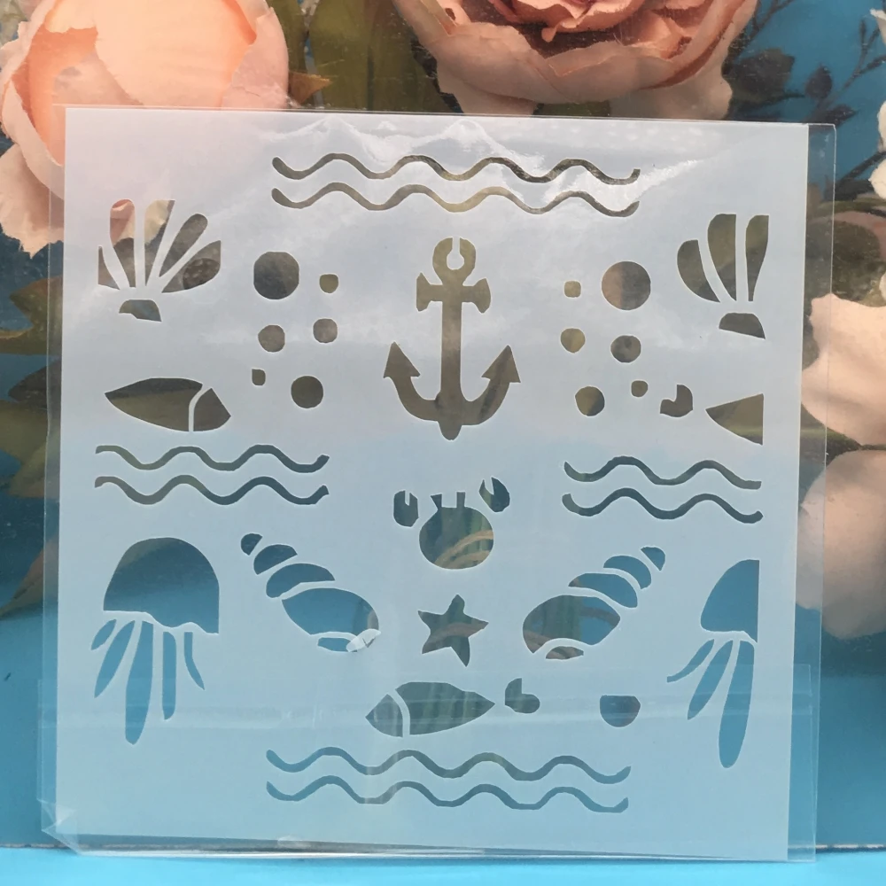 5.9&quot Anchor Sea Shell DIY Craft Layering Stencils Wall Painting Scrapbooking Stamping Embossing Album Paper Card Template F5502 | Дом и