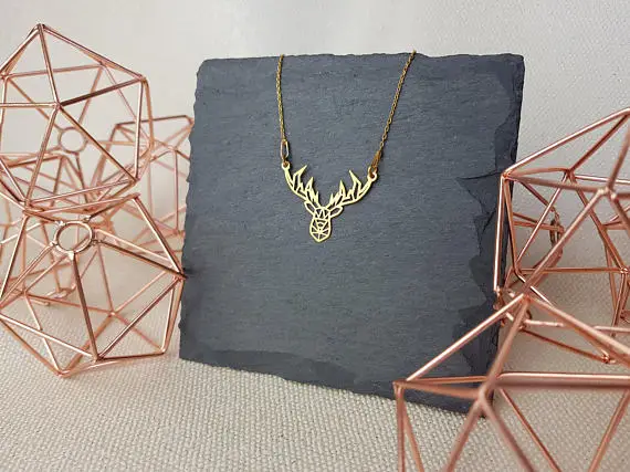 1 шт. ожерелье из нержавеющей стали с золотым оленем олень оригами 14 каратного