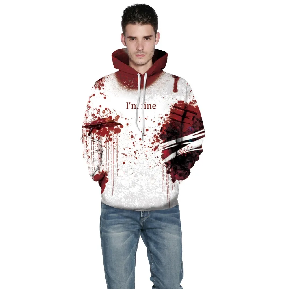 Толстовка на Хэллоуин для мужчин и женщин, толстовка с 3d принтом, одежда Im fake blood