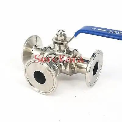 Шаровой кран с тремя отверстиями из нержавеющей стали 304 1 дюйм 25 мм|ball valve|tri clamp