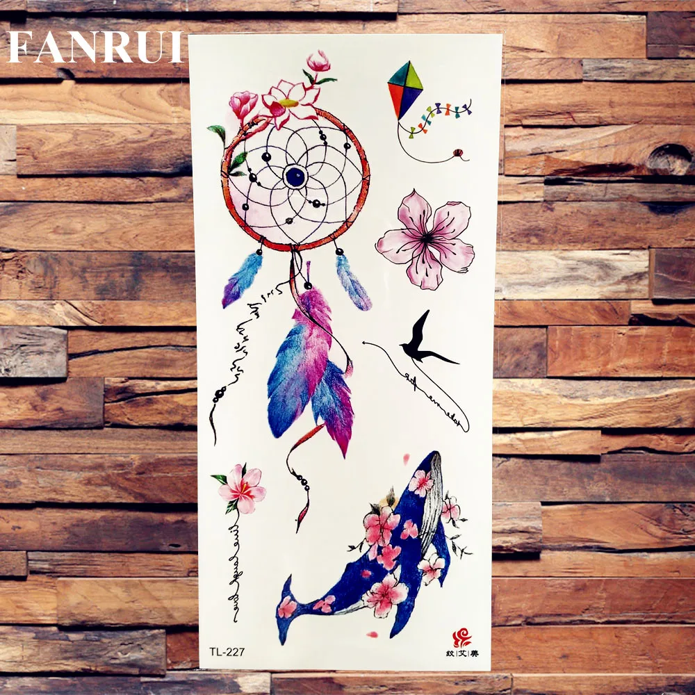 Ловец снов в виде совы временная фотонаклейка боди арт татуировка на руку для