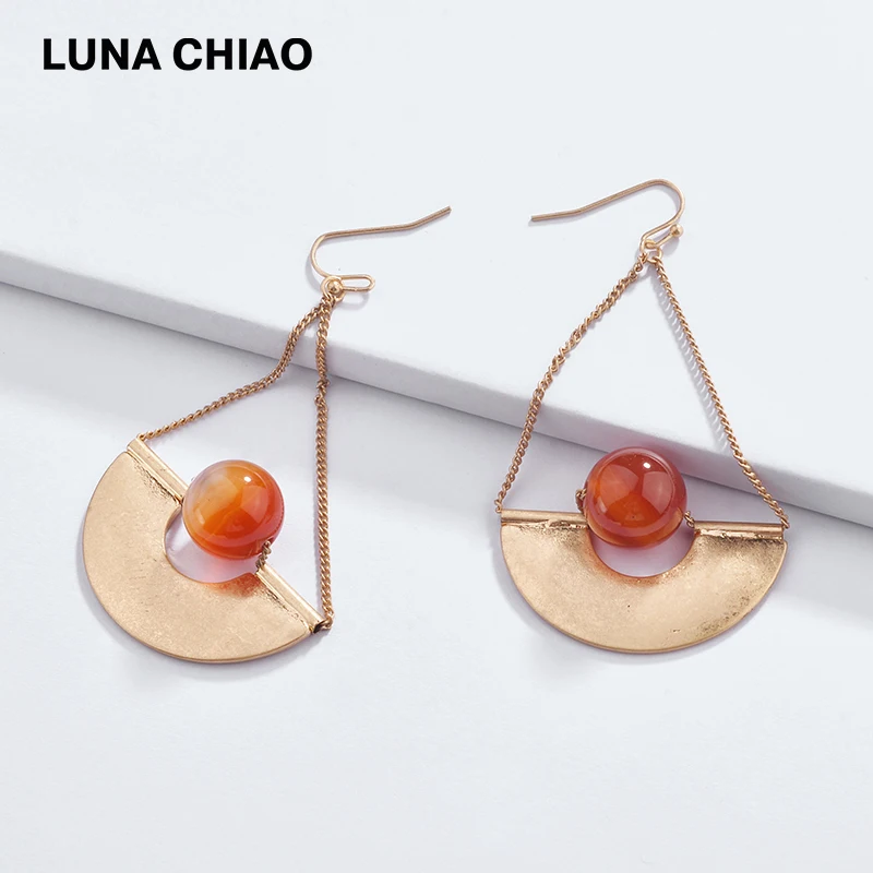 Женские полукруглые серьги подвески LUNA CHIAO модные висячие из натурального белого