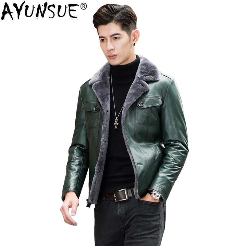 Куртка AYUNSUE WXL1506 KJ1515 Мужская короткая пальто из натуральной кожи и овчины меховое