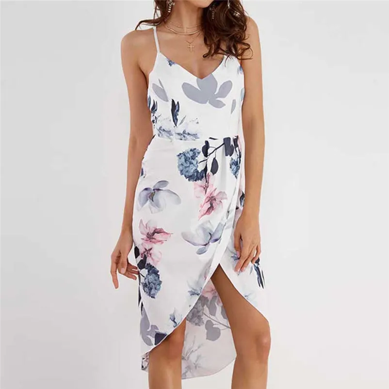 Модное летнее платье 2018 пляжное Для женщин сексуальный v-образный вырез