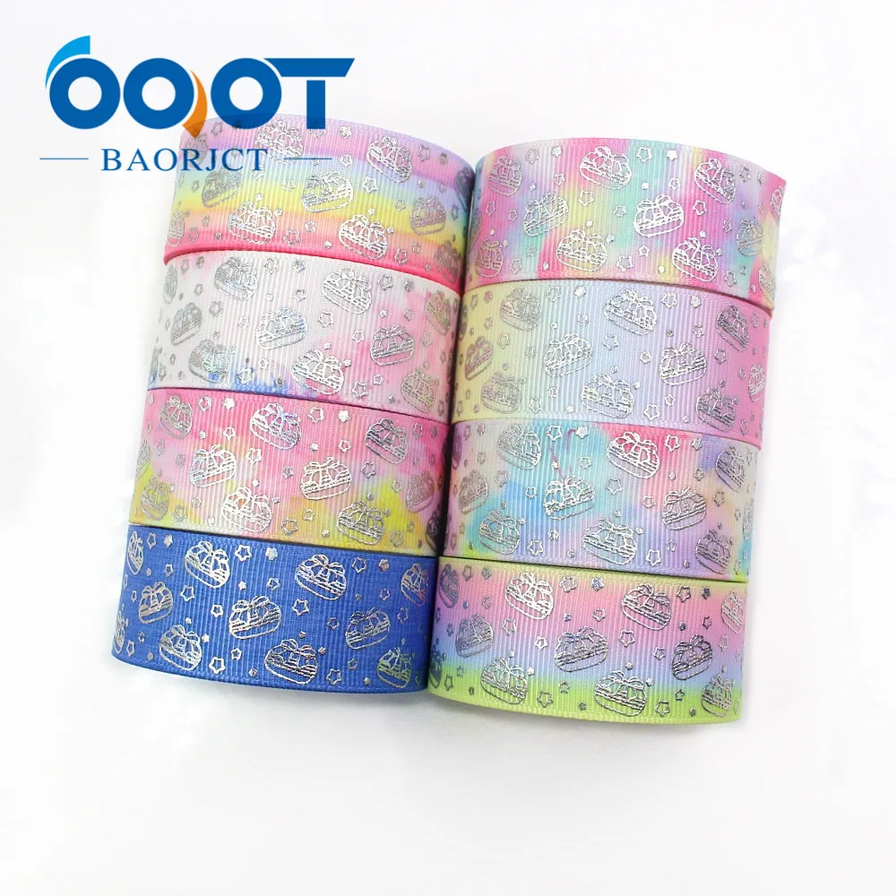 OOOT BAORJCT I-19326-749 10 ярдов 25 мм Лазерная Серебряная Милая мультяшная печатная лента из