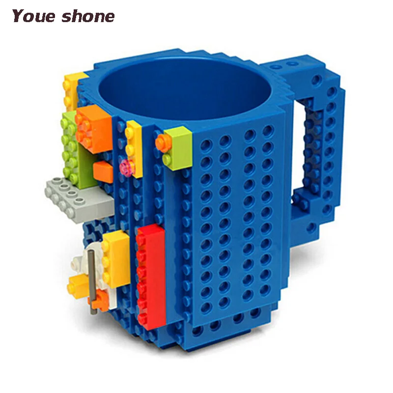 10 Colors 12oz Build-On Brick Mug Lego Type Building Blocks Coffee Cup DIY Block Puzzle Portable Drinkware Drinking | Дом и сад