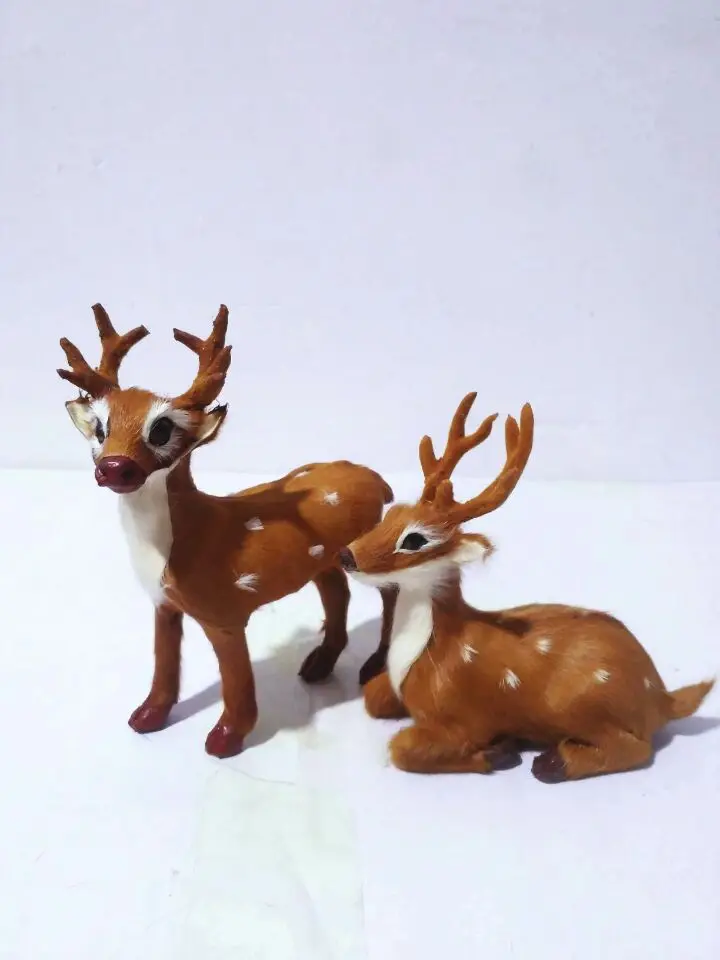 Игрушечная игрушка sika deer жесткая модель из пластика и натурального меха