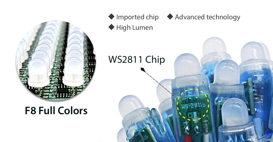 50 шт. Hontiey светодиодный пиксельный светильник 12 мм WS2811 IC полноцветный RGB DC 5 в цифровой Рождественский праздничный светильник ing String Декор