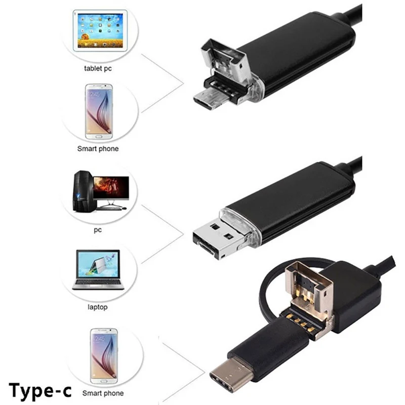 Камера Эндоскоп VicTsing 3 в 1 USB Type C Wi Fi 6 светодиодный|Эндоскоп и инструмент для