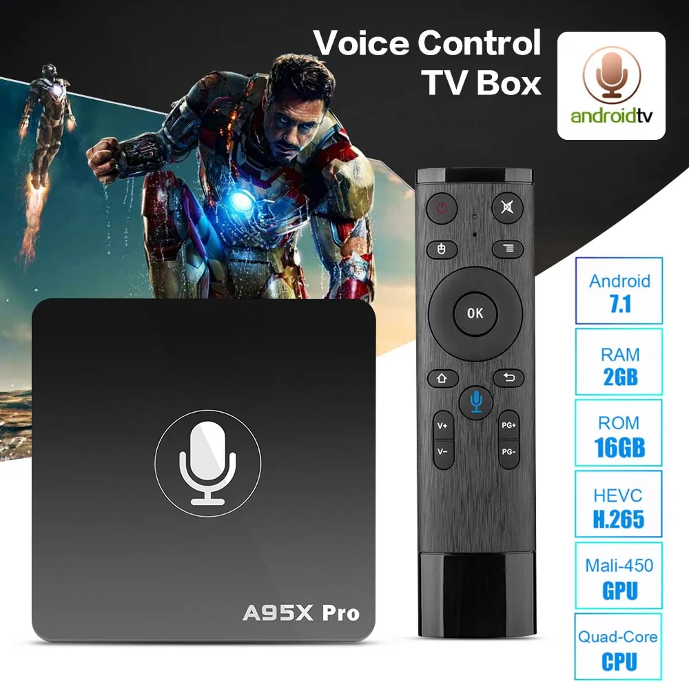 A95X PRO Android 7 1 Smart tv Box Голосовое управление Amlogic S905W 2 Гб ram 16 rom 4G WiFi H.265 поддерживает