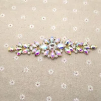 crystal ab 18,2*5,5 см черные кристаллы, цветок Стразы Аппликация Пояс для свадьбы украшение для вечернего платья Вышивание на Стразы - Цвет: crystal ab