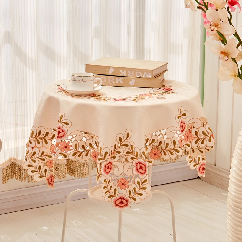 Wedding Embroidered Tablecloth Party &amp Banquet Round or Rectangle Dinning Table Cloth Coffee Cover Rose Runner | Дом и сад
