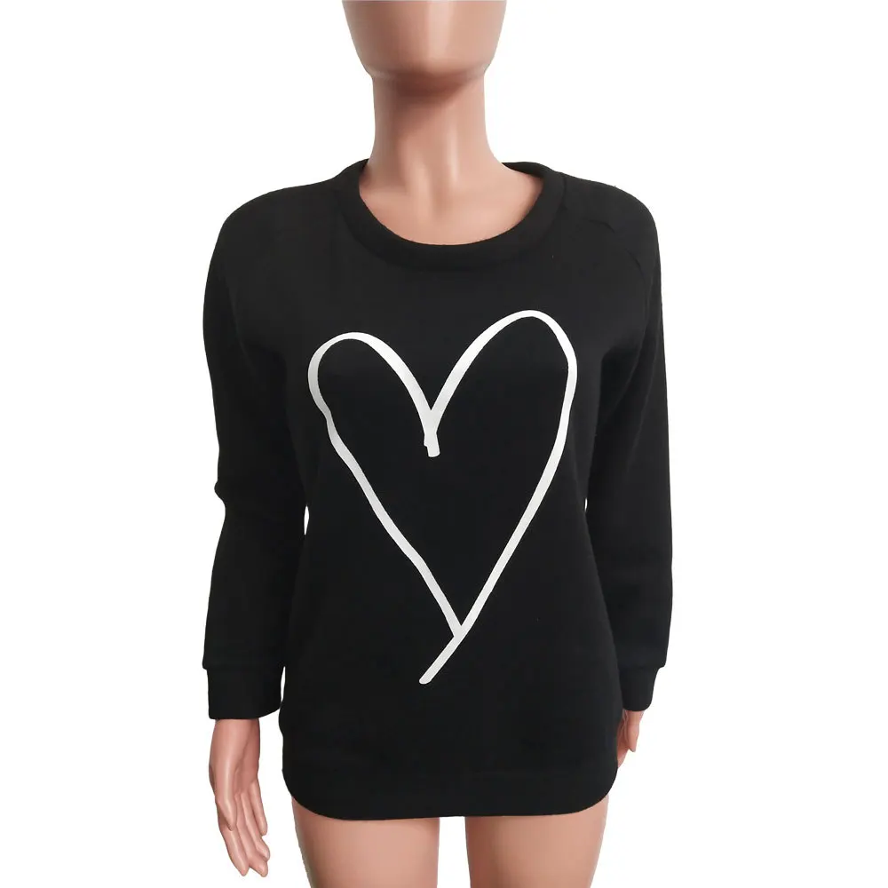 

Sweetheart Print Women Autumn Casual Round Neck Women Tops Women Shirts Sweatshirts Women Pullover