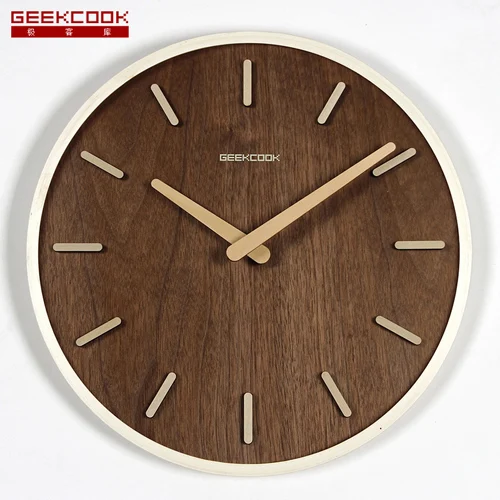 Color 1 Geekcook без стекла деревянные 14 дюймов винтажные большие настенные часы домашний декор бесшумные настенные часы креативные настенные часы для гостиной stduy room - Цвет: Color 1