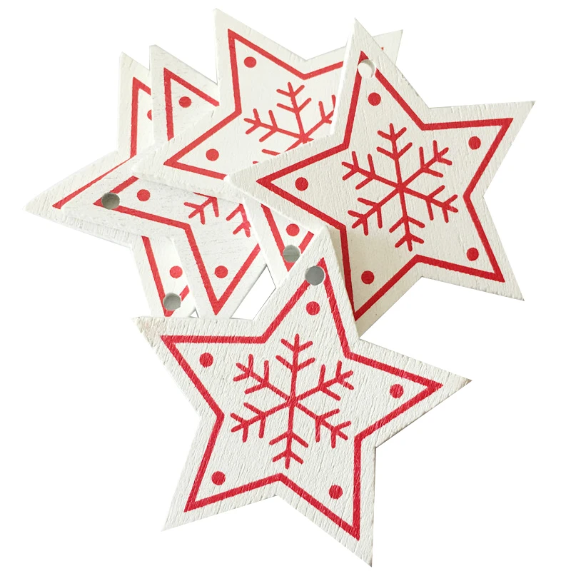 White star B Год Рождественская Снежинка деревянная подвеска Рождественская елка украшения для дома деревянные подвесные поделки Navidad Noel Natal Deco - Цвет: White star B