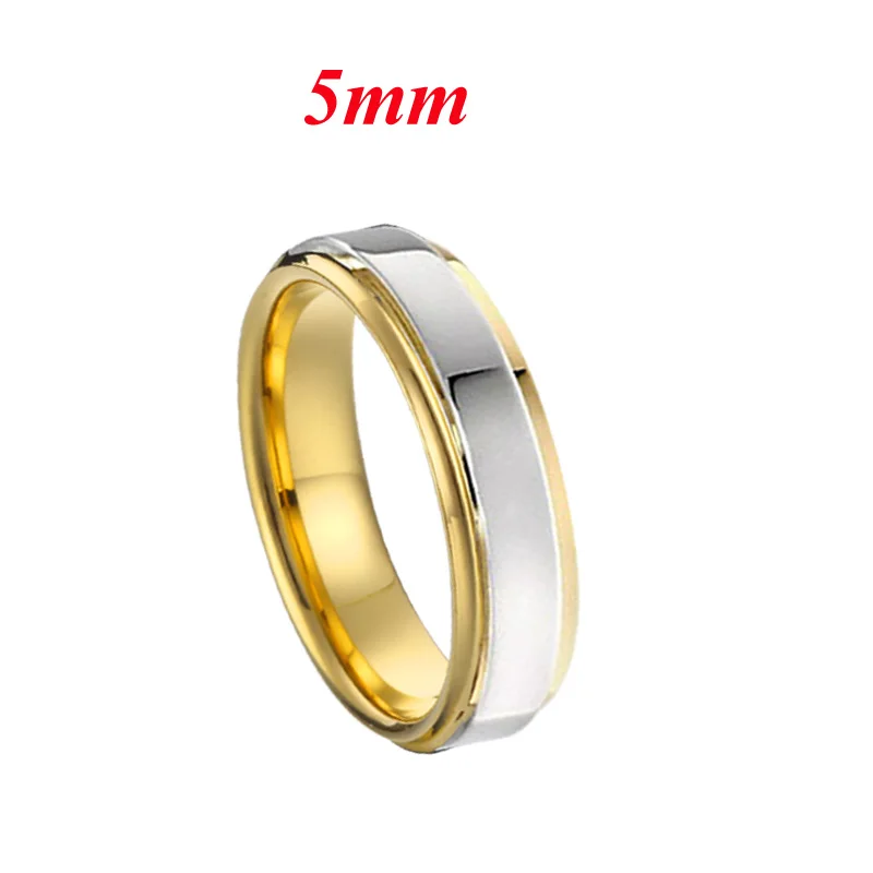 TC088-5mm Bicolor Love Alliances Свадебные Кольца для пары, набор для мужчин и женщин, Подарок на годовщину 4 мм/5 мм, золотой цвет, глянцевая отделка - Цвет основного камня: TC088-5mm