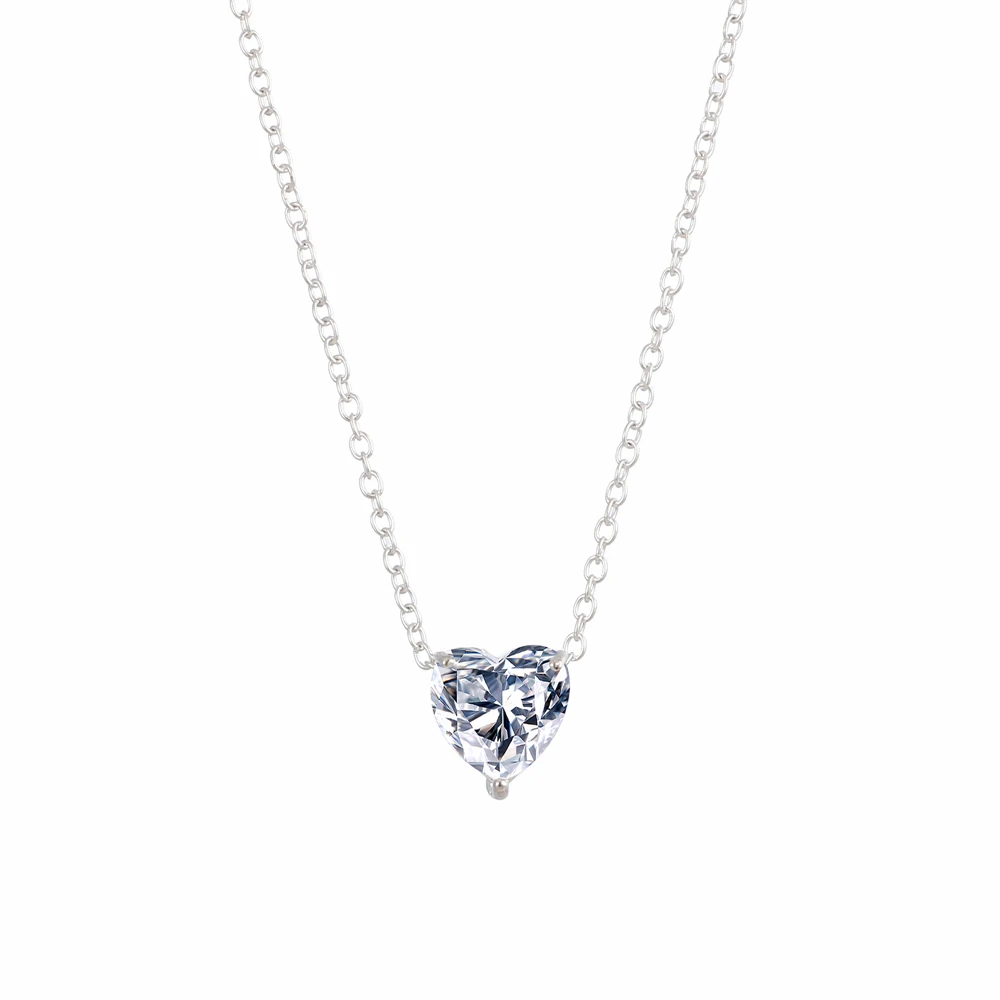 Silver Color Модное циркониевое ожерелье с подвеской в виде сердца, женское золотое серебряное короткое ожерелье с цепочкой, ожерелье с подвеской, Кристальное ожерелье в виде сердца, чокер - Окраска металла: Silver Color