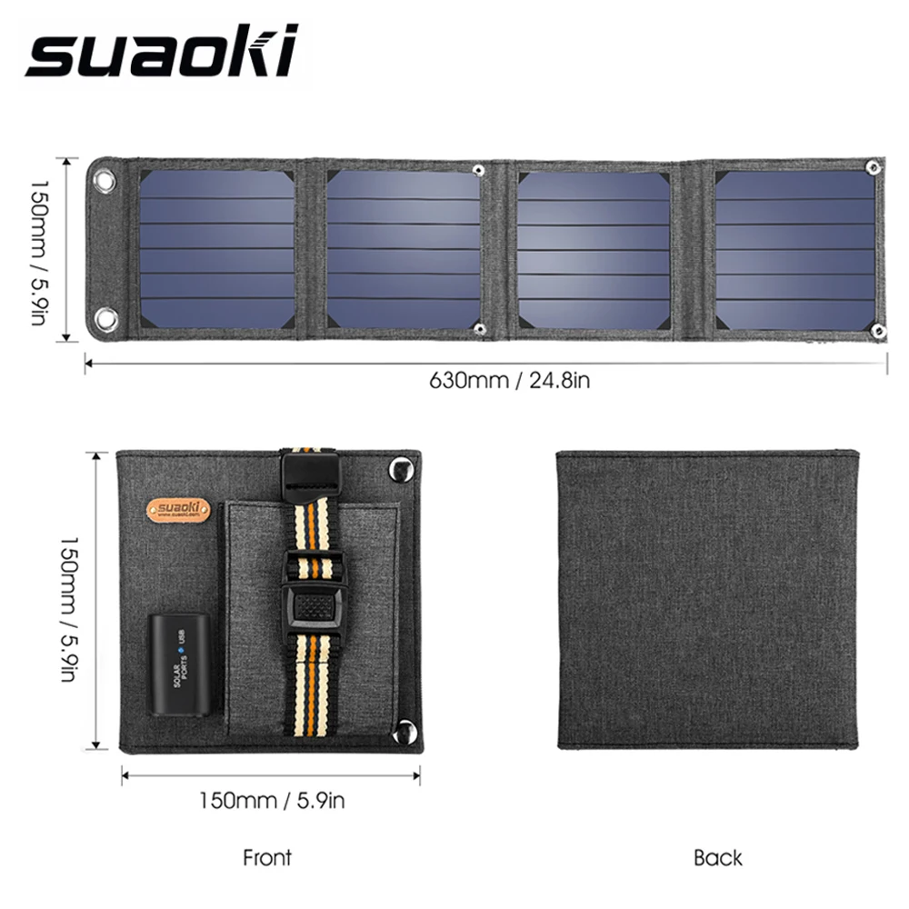 Солнечное зарядное устройство Suaoki 14W 5V 2.1A USB выходное портативные солнечные