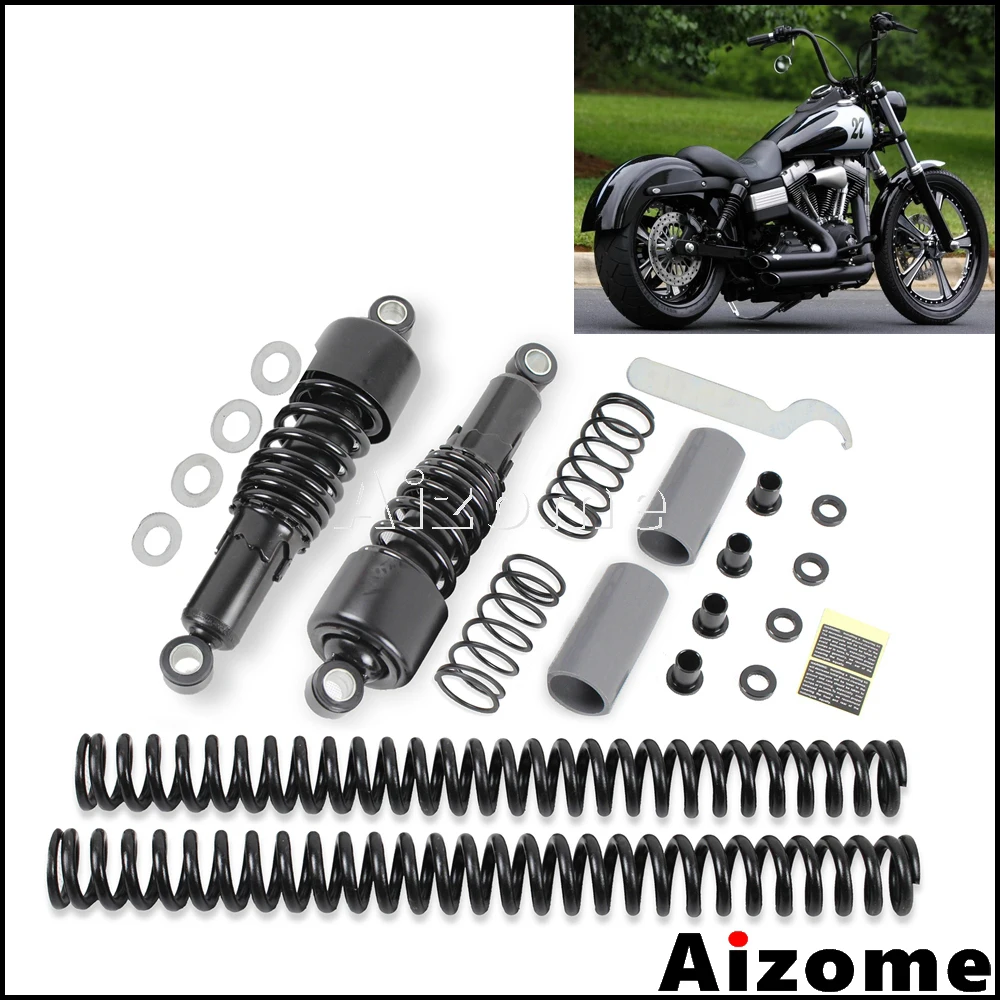 Черные амортизаторы Slammer Подвесные комплекты для Harley Dyna FXD Super Glide Custom Street Bob Fat Low