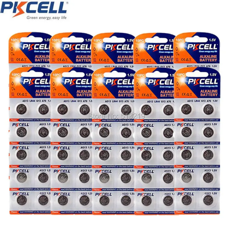 100 шт. G13 термометр батареи PKCELL 1 5 V AG13 LR44 батарея 357A A76 303 SR44SW SP76 L1154 RW82 Щелочная