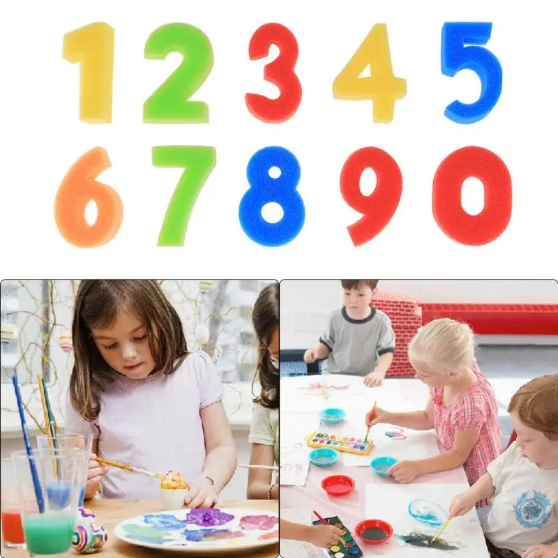 

10PCS/Set DIY Kids Painting Sponge Kids Early Learning Graffiti Sponge Number Stamp Painting Kit Child Learning Educational Toys