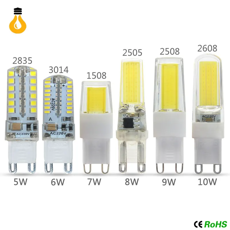 Хорошее качество LED G9 лампа затемнения AC220V 6 Вт 7 8 9 COB SMD освещение лампы заменить